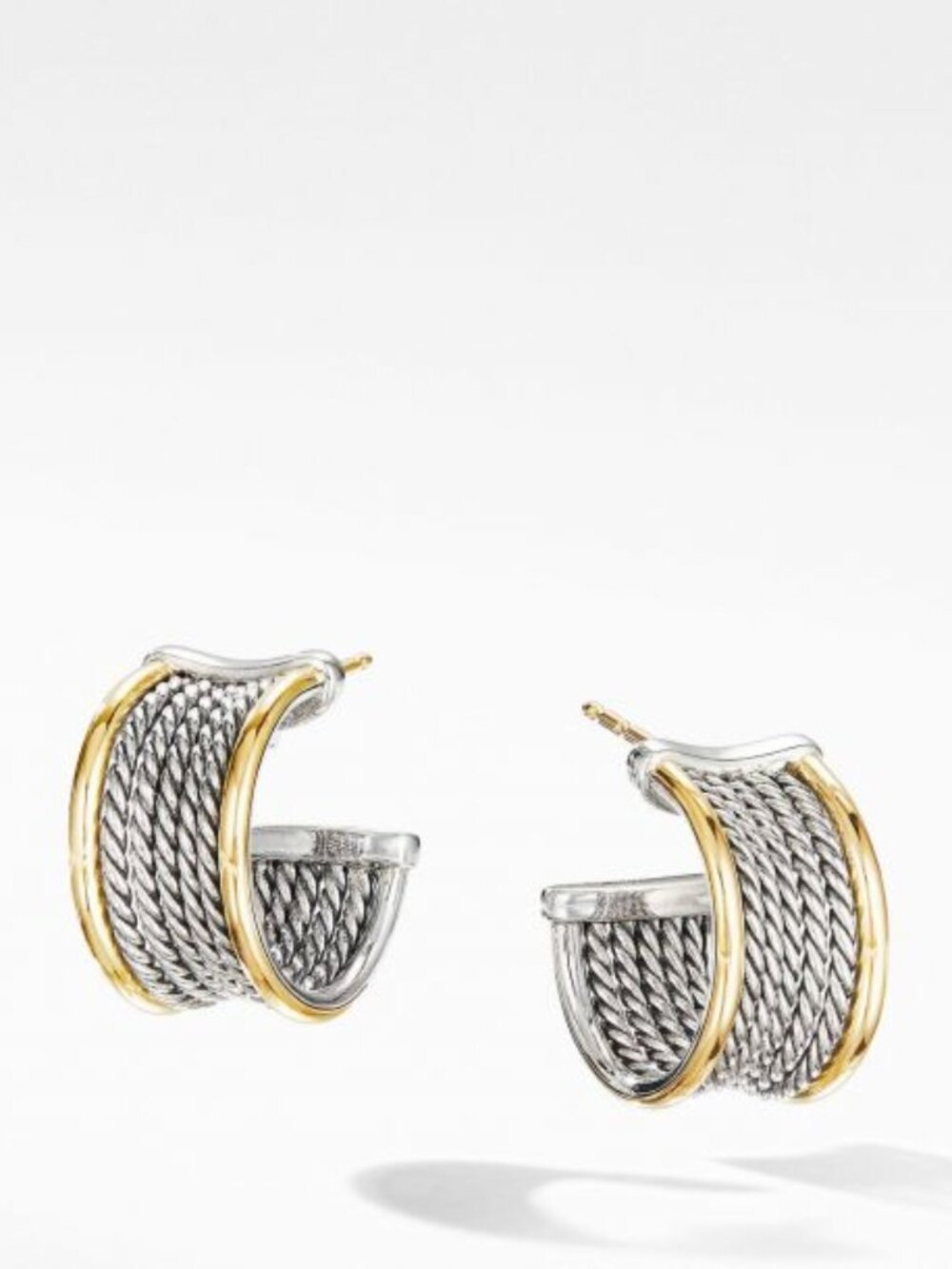 Rare & Retired David Yurman Origami Hoop Earrings - DY Backs - Picture 2 of 9